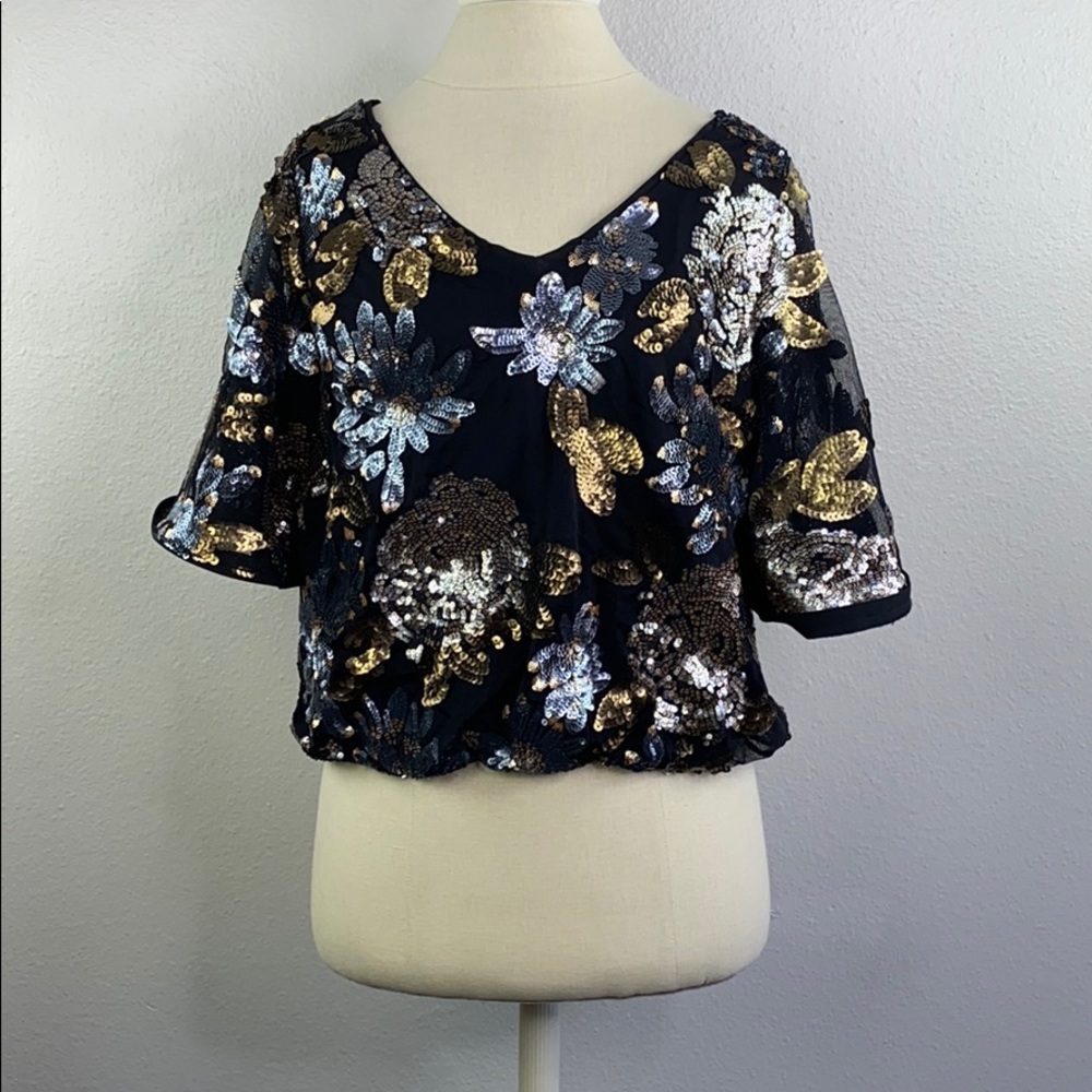 I California moon rise sequined blouse, medium